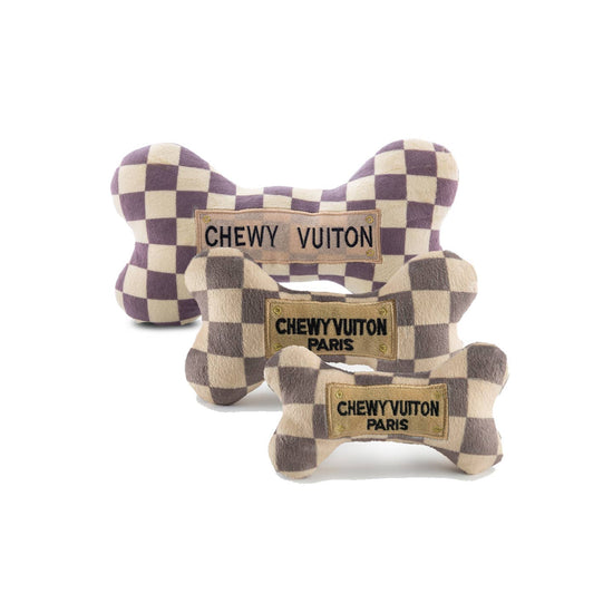 Haute Diggity Dog - Checker Chewy Vuiton Bones Squeaker Dog Toy: Large  Image