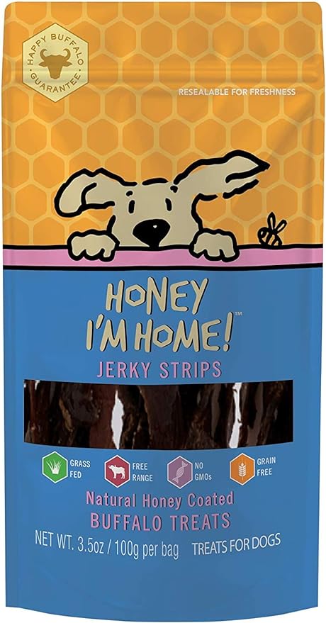 Honey I'm Home, Jerky Strips Buffalo Dog Treats, 3.5 Ounces  Image