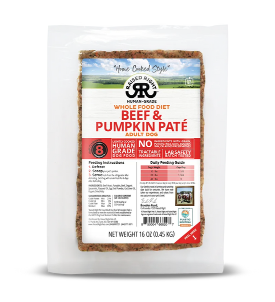 Raised Right Beef & Pumpkin Paté for Adult Dogs 16 Oz. Image