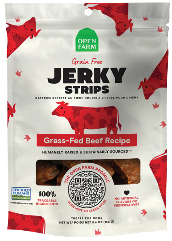 Open Farm Frain Free Jerky Strips Grass Fed Beef Image