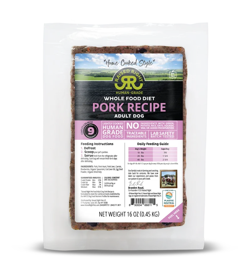 Raised Right Original Pork Adult Dog Recipe  Image