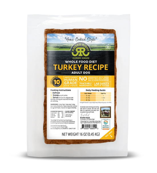 Raised Righ tOriginal Turkey Adult Dog Recipe 16 Oz. Image