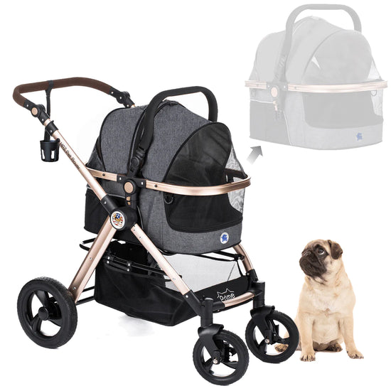 HPZ™ PET ROVER PRIME Luxury 3-In-1 Stroller For Small/Medium Dogs and Cats Grey Image