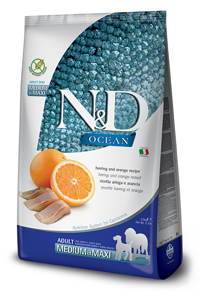 Farmina N&D Ocean Herring & Orange for Adult Medium and Maxi Breeds Dry Dog Food  Image