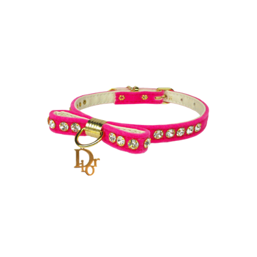 Bark Fifth Avenue - Dior-able Velvet Bow Dog Collar Pink Image