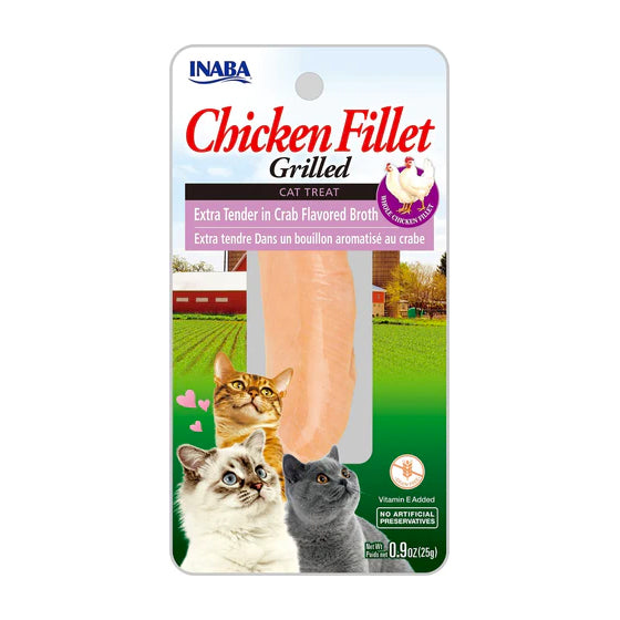 Inaba Grilled Fillet Treats for Cats Chicken in Crab Broth Image