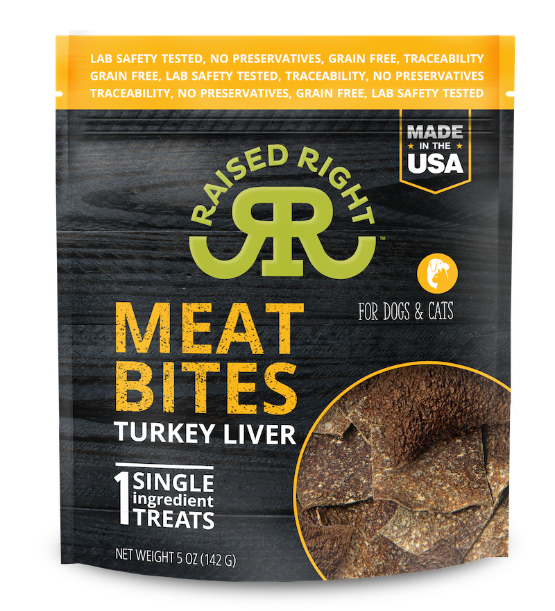 Raised Right  Meat Bites, Single Ingredient Liver Treats for Dogs & Cats - 5 oz. Bag Turkey Liver Image