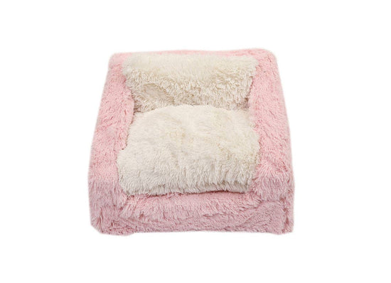 Light Pink & Cream Shag Sofa Bed: Small  Image