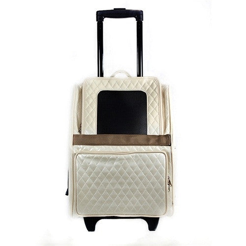 Rio Quilted Wheeled Pet Carrier in White  Image