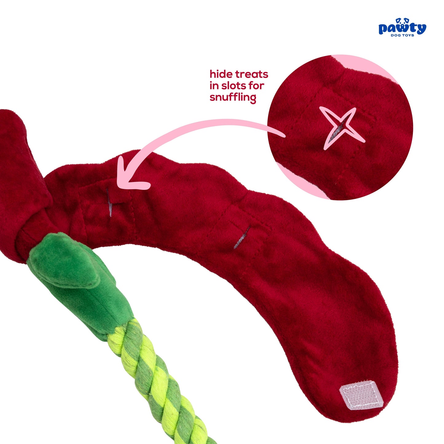 PAWTY Dog Toys - Tug & Treat Rose Tug Rope Dog Toy Image