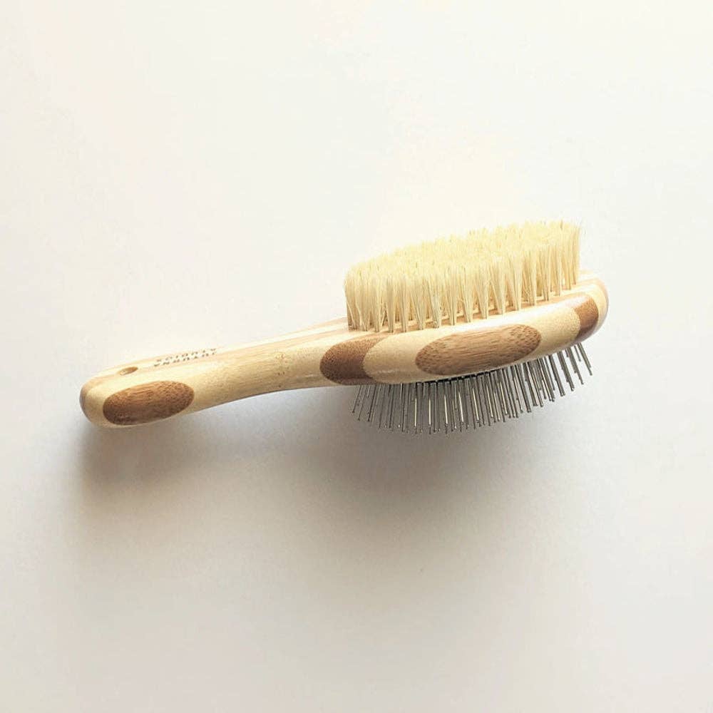 Load image into Gallery viewer, Tilley + Me - Bamboo Two-Sided Bristle and Wire Pet Brush  Image
