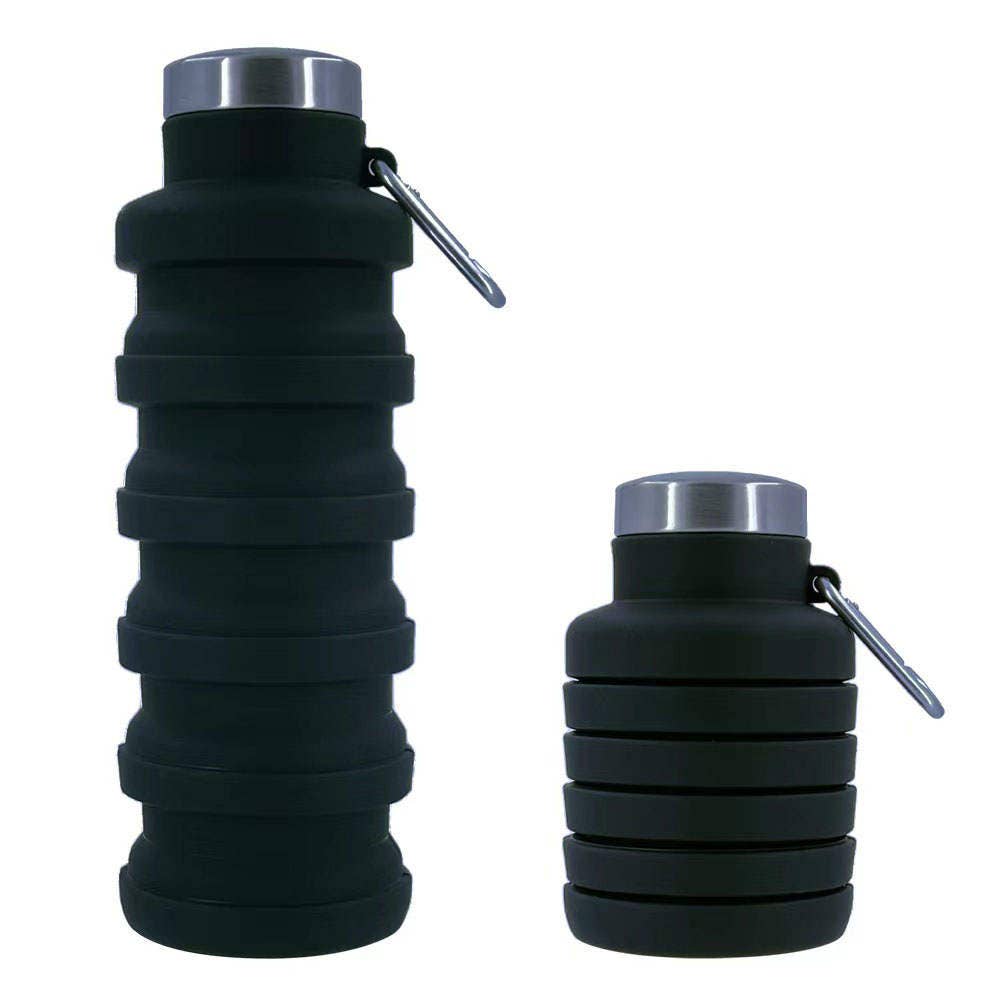 Load image into Gallery viewer, Tilley + Me - Collapsible Water Bottle with Clip Black Image
