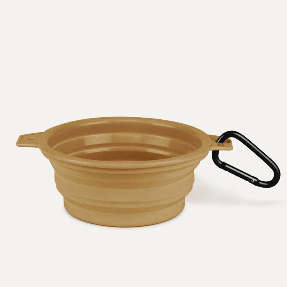 Load image into Gallery viewer, Tilley + Me - Desert Tones Travel Collapsible Pet Bowl with Carabiner Clip Desert Sand Image
