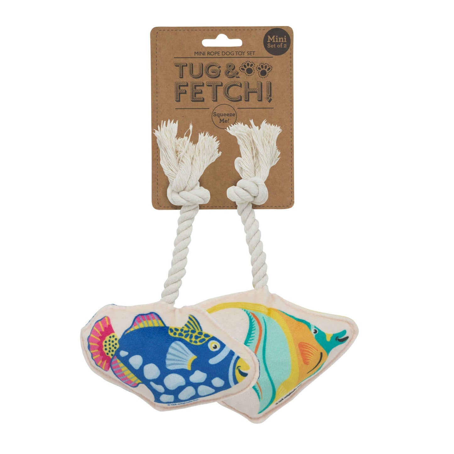 Speckle and Spot by Ore’ Originals - Mini Dog Toy Set | Tropical Fish Image