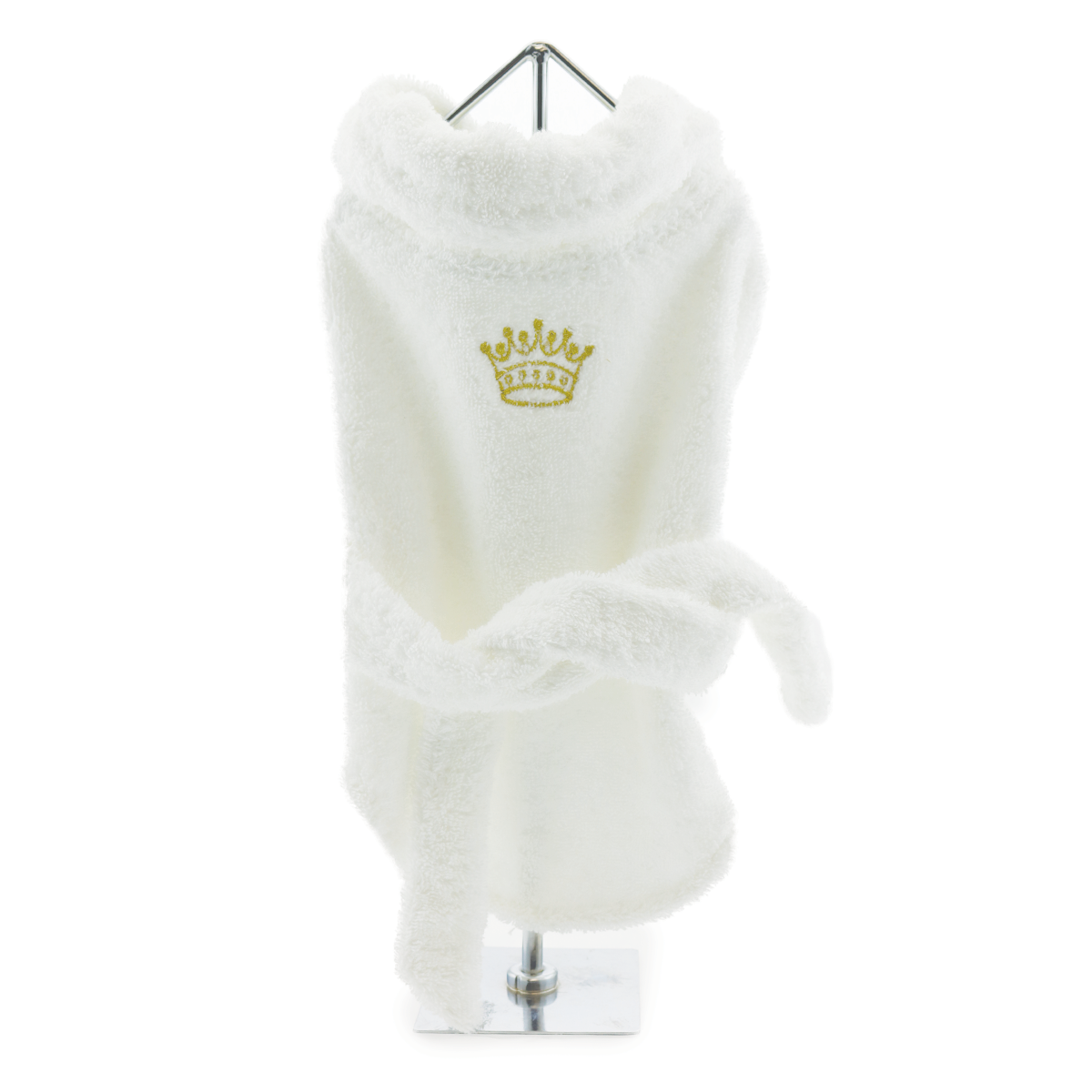 Doggie Design - White Gold Crown Cotton Dog Bathrobe by Doggie Design X-Small Image