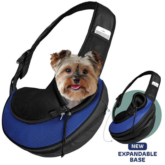 Katziela - Pet Carrier Expandable Sling For Small Dogs And Cats Black Blue Image