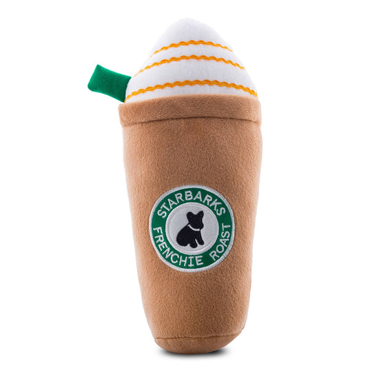 Load image into Gallery viewer, Haute Diggity Dog - Starbarks Frenchie Roast W/ Straw Squeaker Dog Toy: Small / Mini  Image
