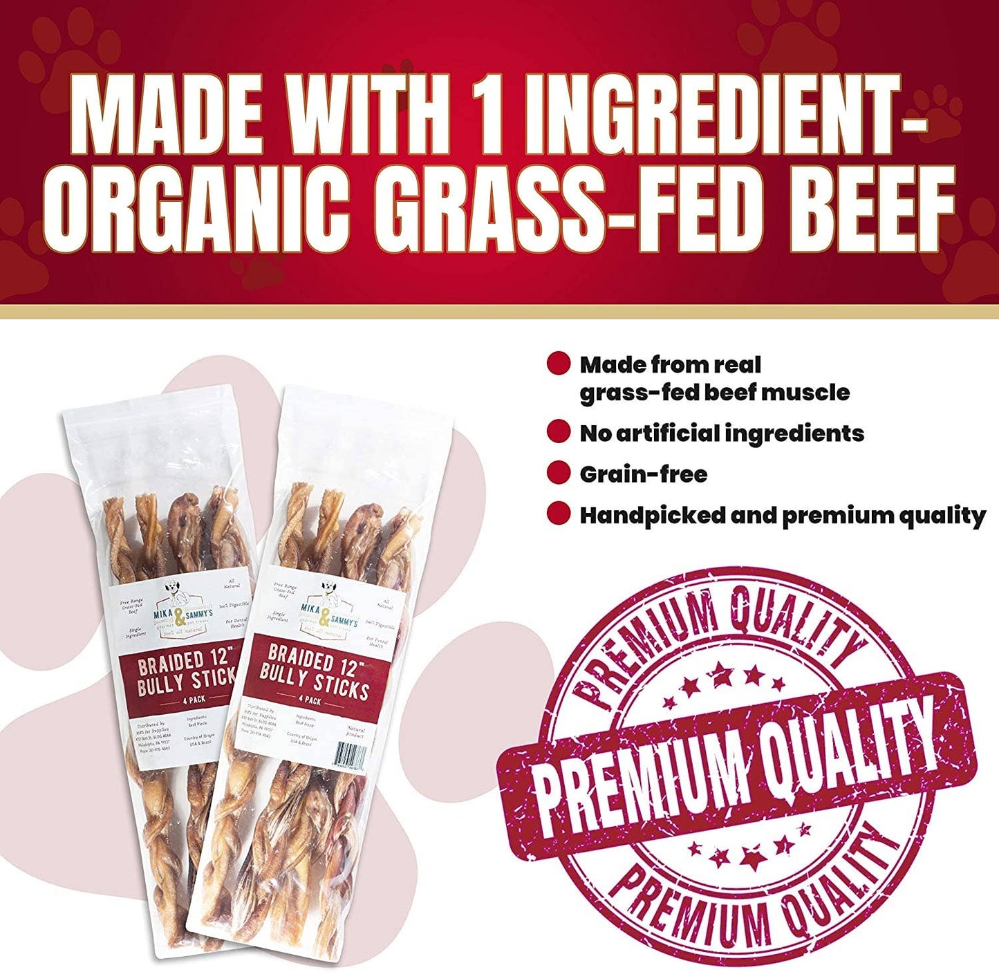 Mika and Sammy's Gourmet Pet Treats - Braided Bully Sticks Image