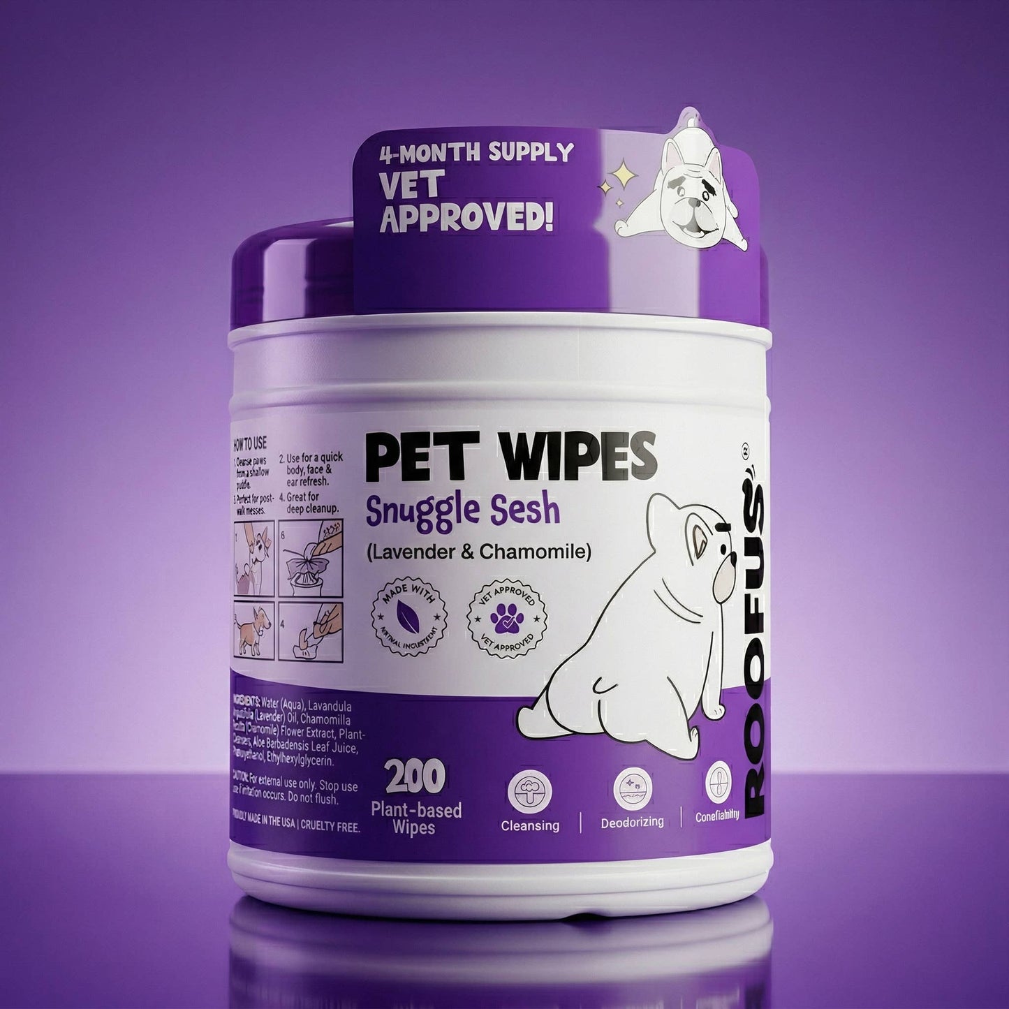 Roofus - Calming Pet Wipes | Snuggle Sesh | 200 XL Wipes Image