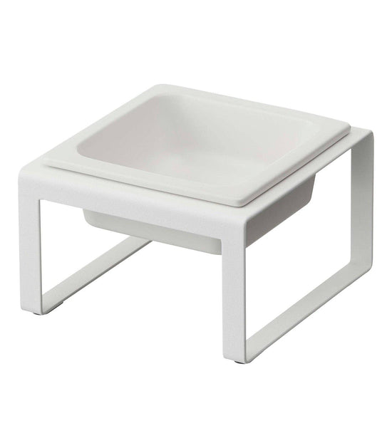 Yamazaki Home - Single Pet Food Bowl- Steel + Ceramic/ Tall White/Tall Image