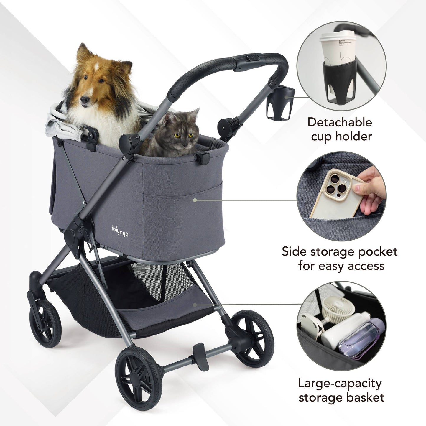 Maxi Deep Carriage Pet Stroller Ibiyaya Color: Royal Blue
