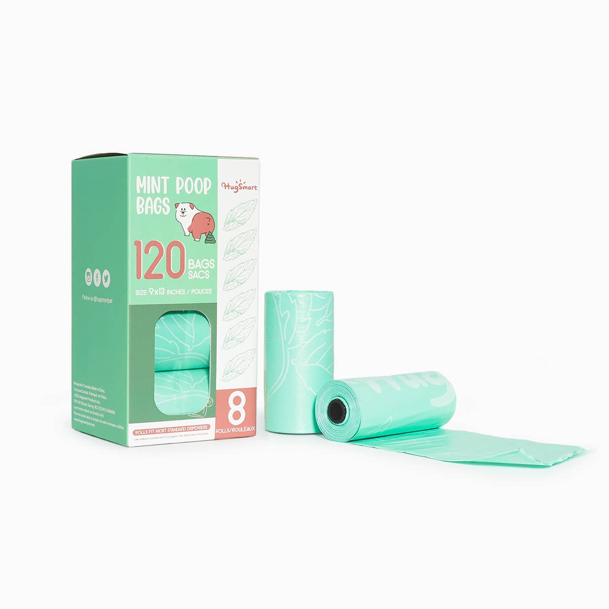 Hugsmart Products Inc - HugSmart Pet - Poop Bag | Mint Poop Bags 8pack Image
