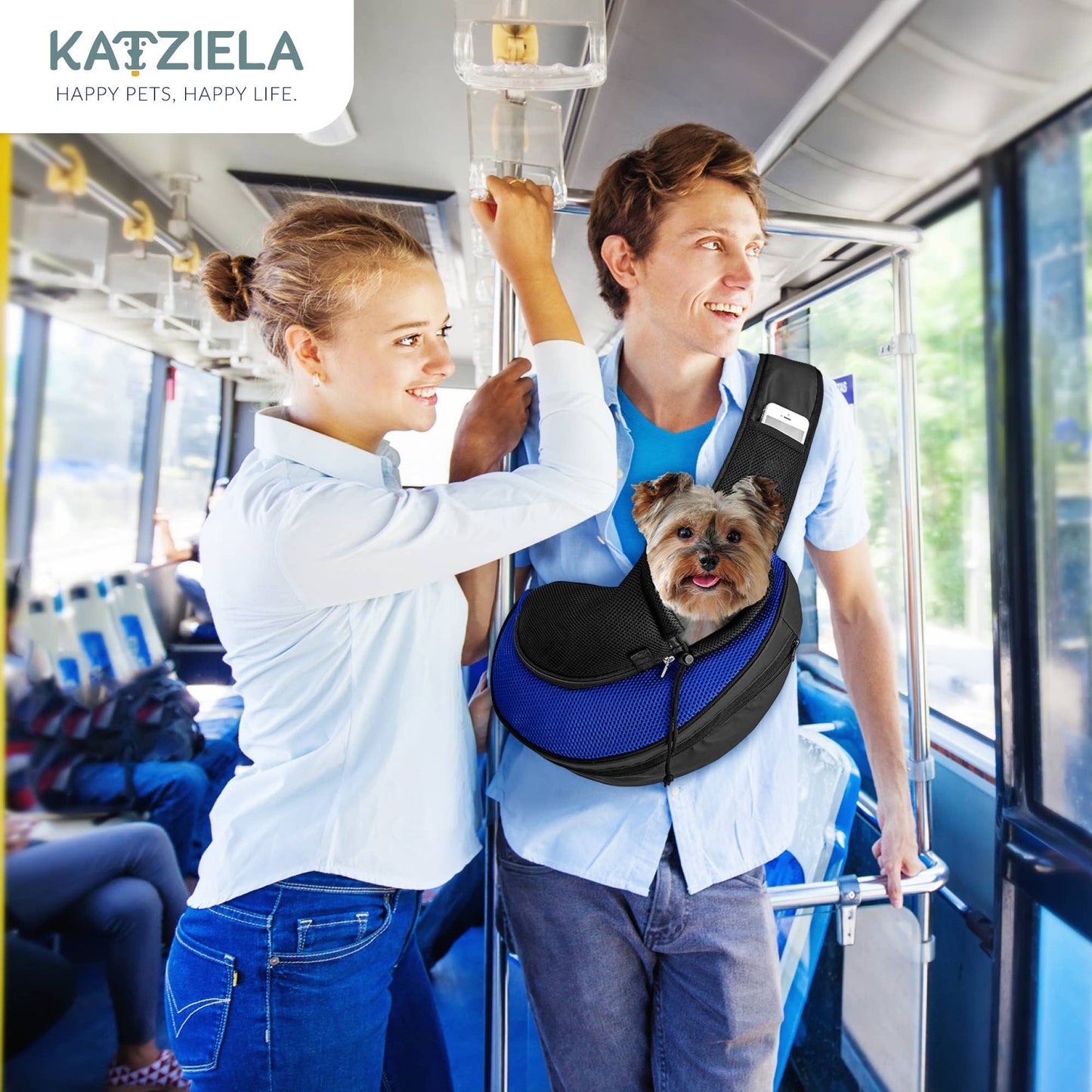 Pet Expandable Sling - Black: Green  Image