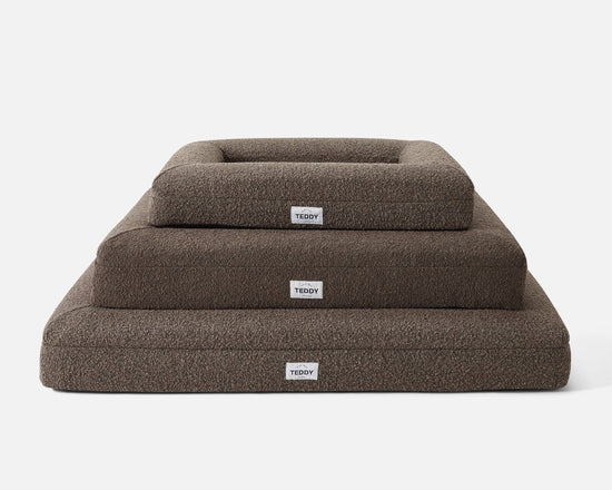 Load image into Gallery viewer, TEDDY LONDON - SMALL BOUCLE BED IN BROWN/KHAKI  Image
