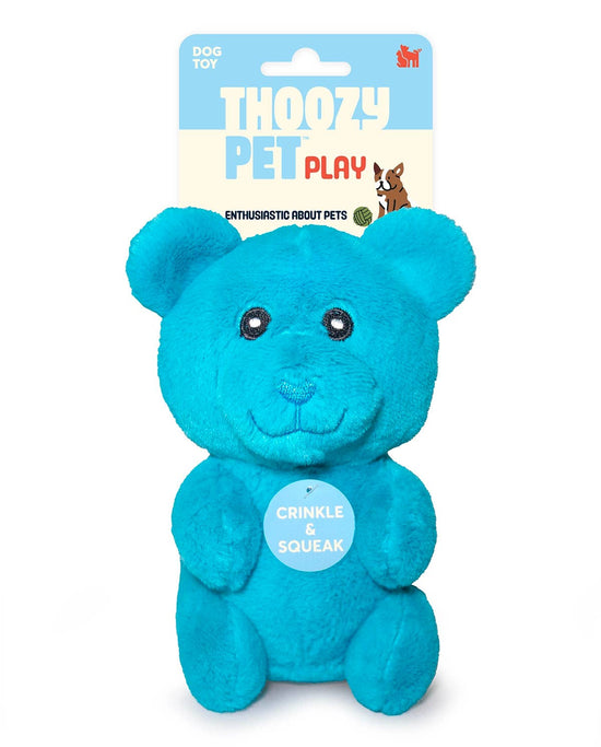 ThoozyPet Gummy Bear Plush Dog Toy Blue 6" Image