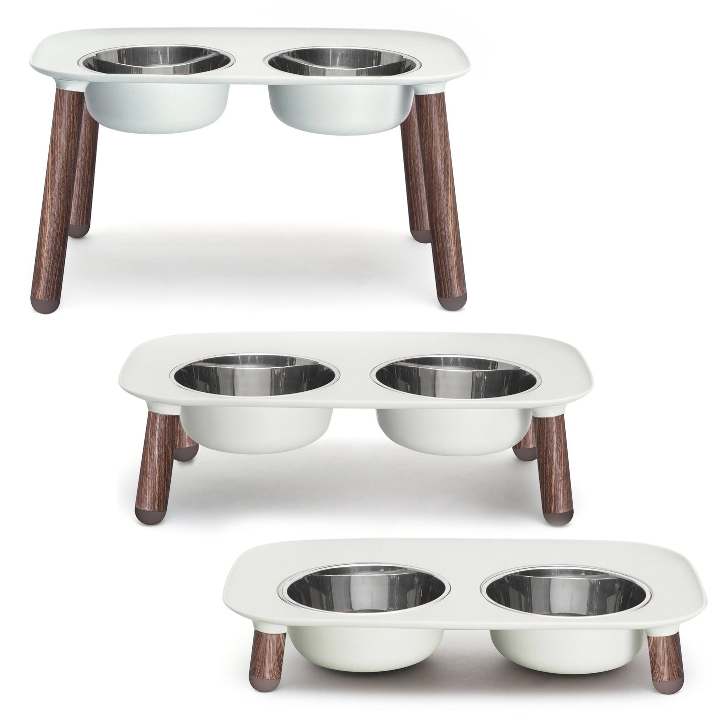 Messy Mutts Elevated Double Feeder w/Stainless Bowls Grey Wd Image