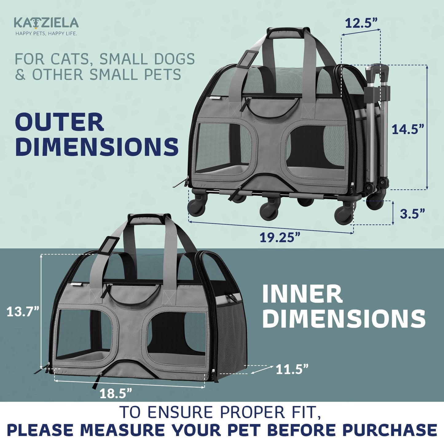 Luxury Rider Pet Carrier with Removable Wheels - 4 Colors: Black and Blue  Image