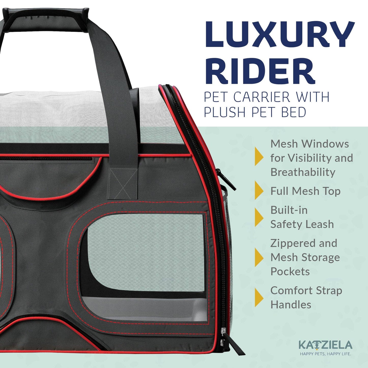 Luxury Rider Pet Carrier with Removable Wheels - 4 Colors: Black and Blue  Image