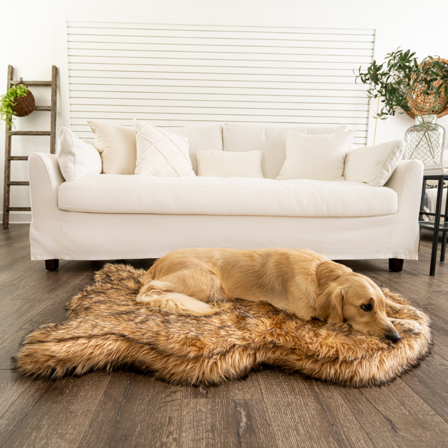 Paw Brands - PupRug by Paw.com™ Faux Fur Orthopedic Dog Bed - Curve Sable Tan Large (50" L x 30" W) Image