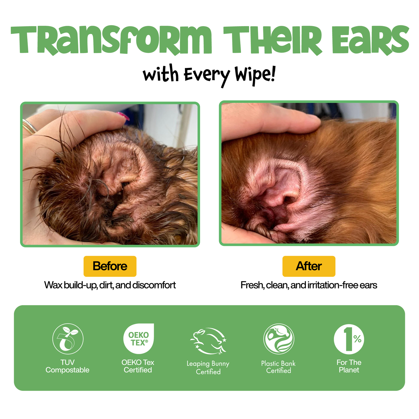 Roofus - Roofus Dog Ear Wipes | Fragrance Free | 100ct Image