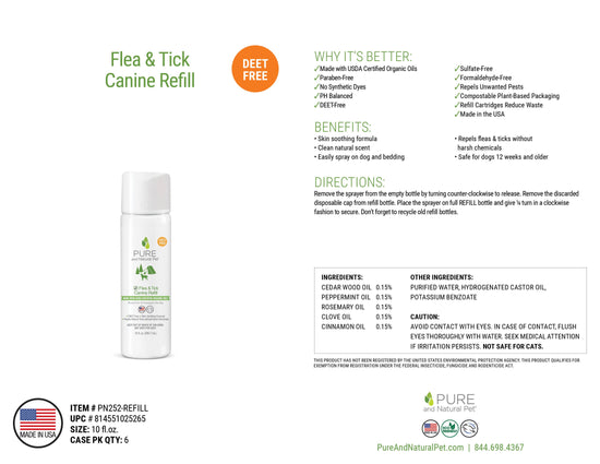 Pure and Natural Pet - Flea & Tick Canine Spray REFILL - Dogs  Image