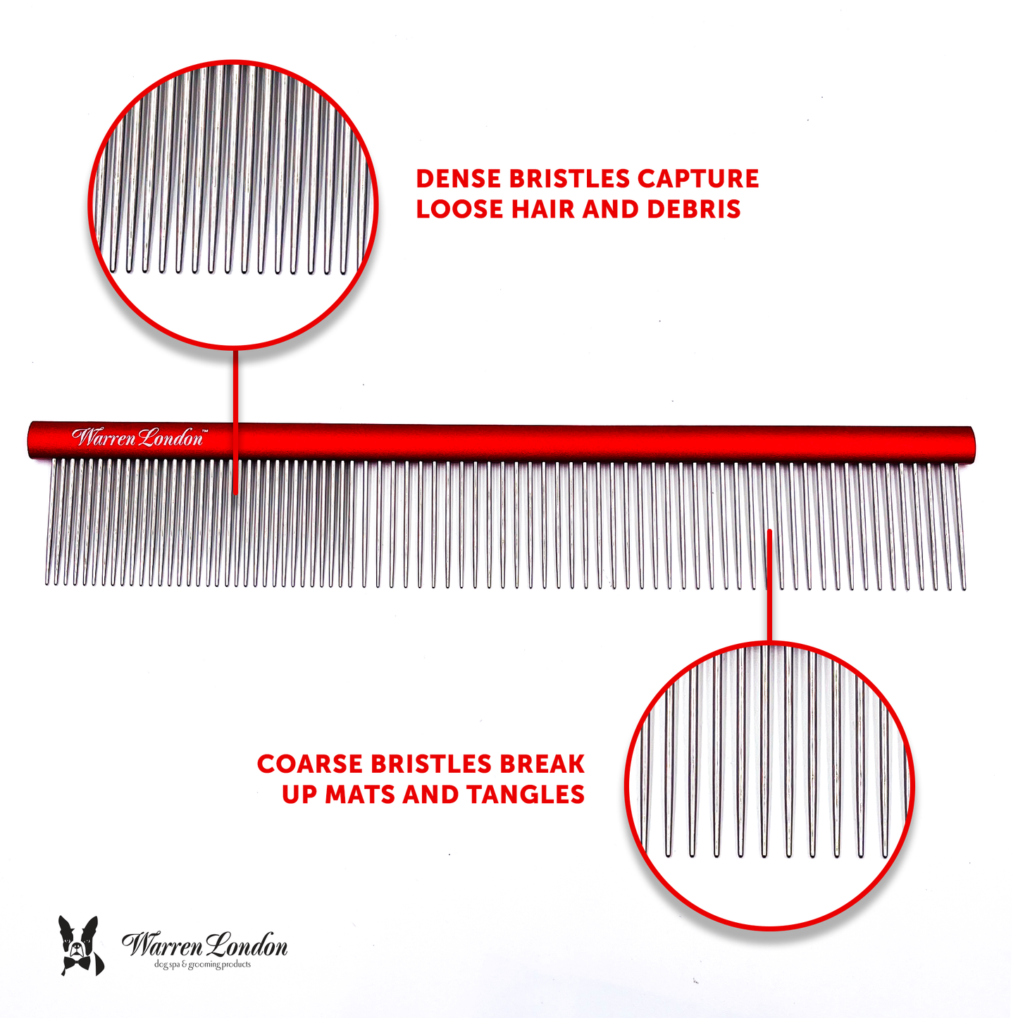 Warren London Dog Products - Detangling Comb for Dogs - 10" Strong and Durable Grooming Image