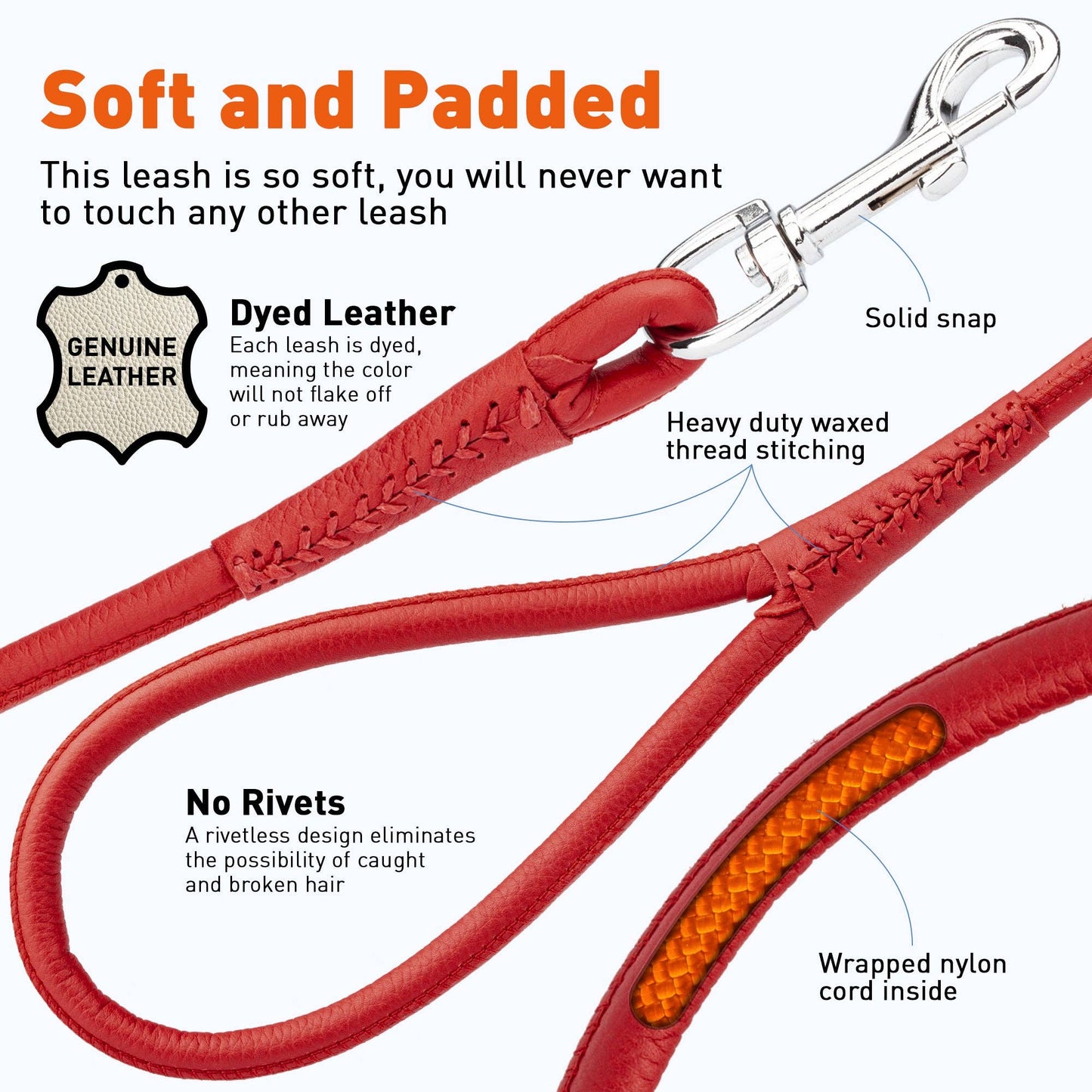Dogline - Soft Leather Round Lead Image