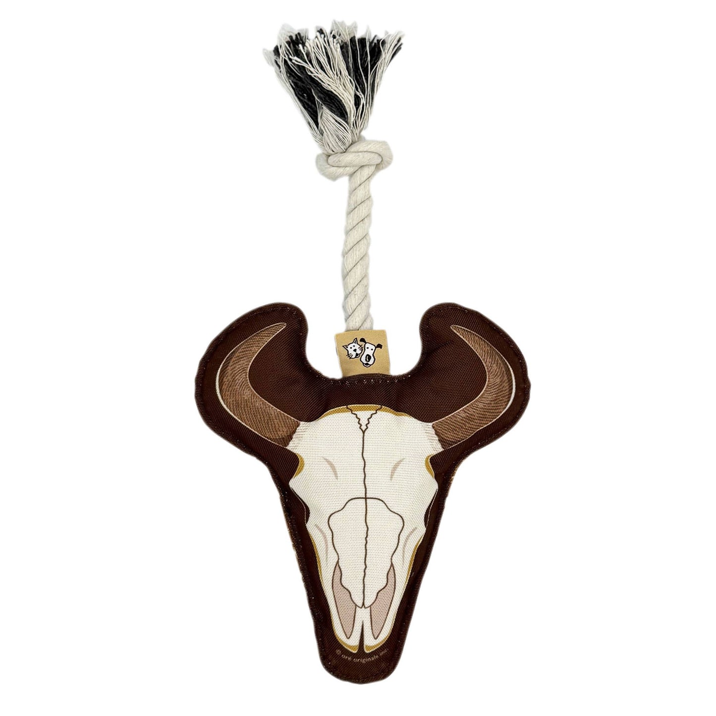 Speckle and Spot by Ore’ Originals - Rope Dog Toy | Bison Skull Image