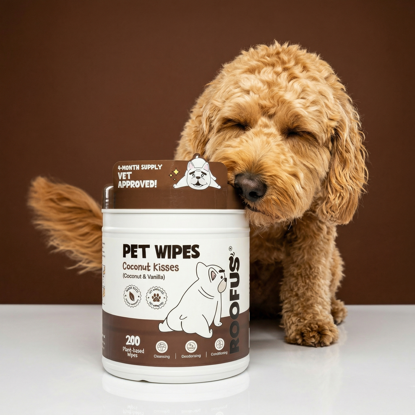 Roofus - Refreshing Pet Wipes | Coconut Kisses | 200 XL Wipes Image