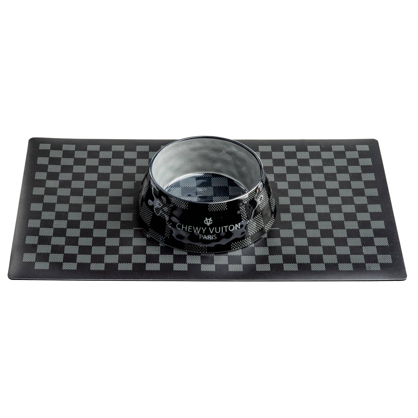 Haute Diggity Dog - Black Checker Chewy Vuiton Bowl