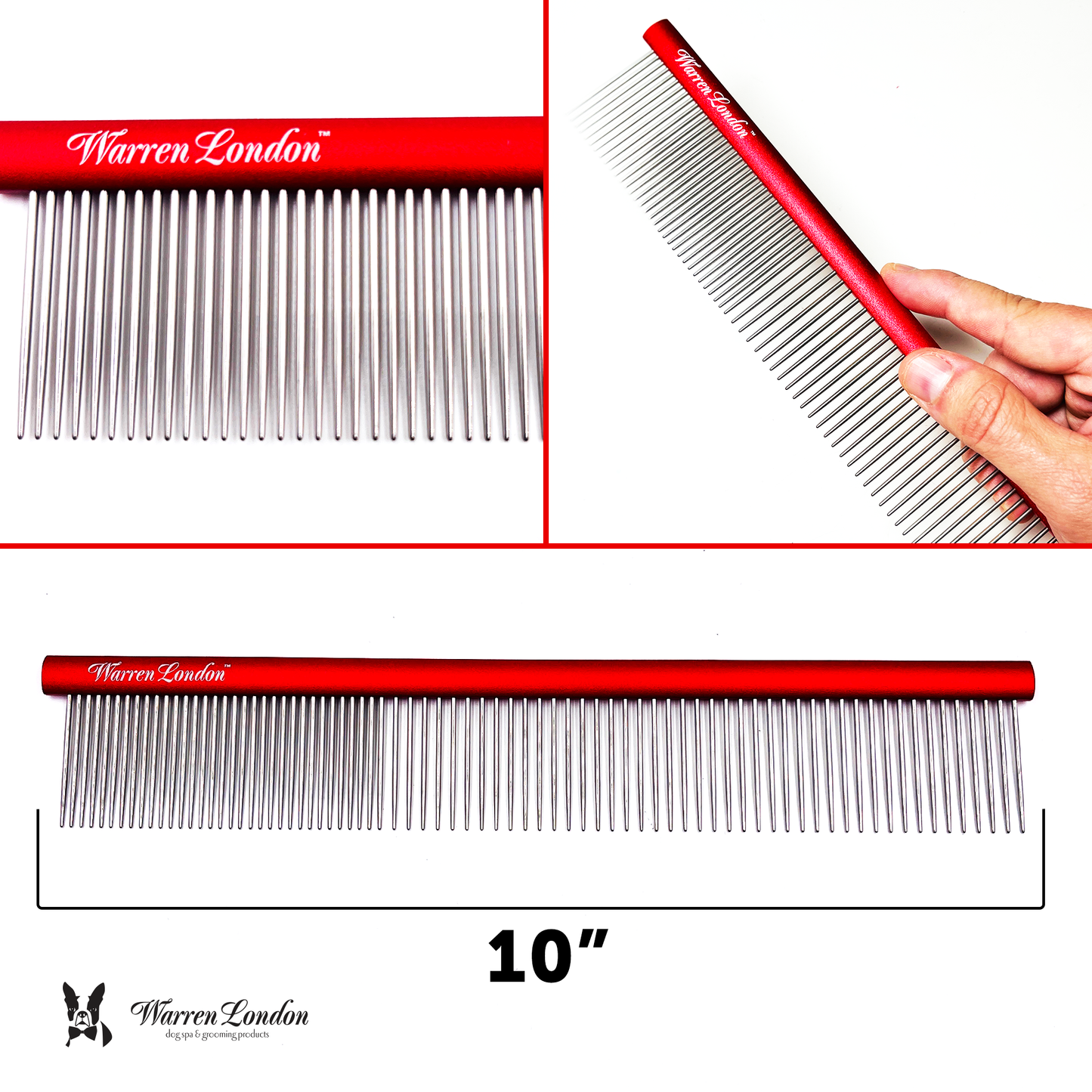 Warren London Dog Products - Detangling Comb for Dogs - 10" Strong and Durable Grooming Image