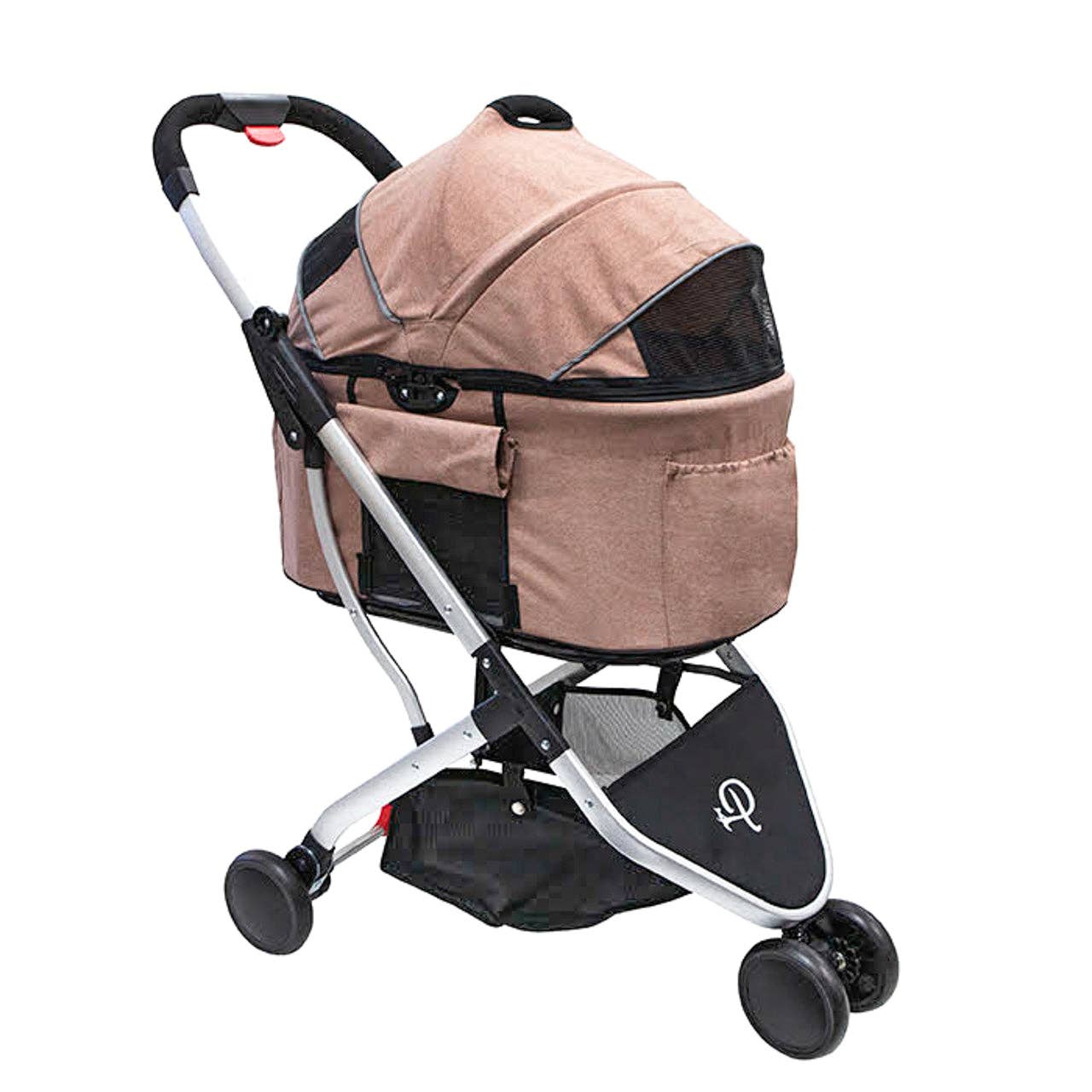 dog stroller in store Petique Newport Pet Stroller (3-in-1 Travel System) Desert Rose