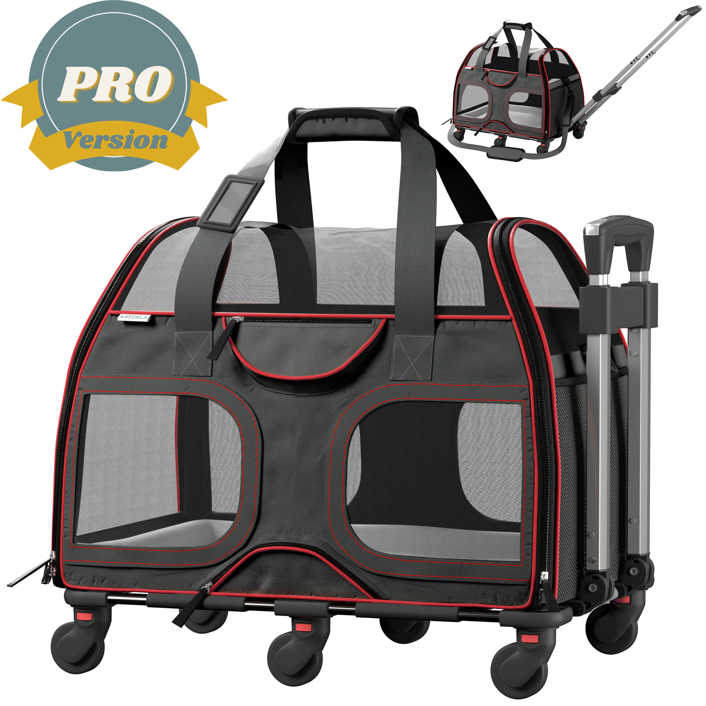 Luxury Rider Pet Carrier with Removable Wheels - 4 Colors: Black and Blue  Image