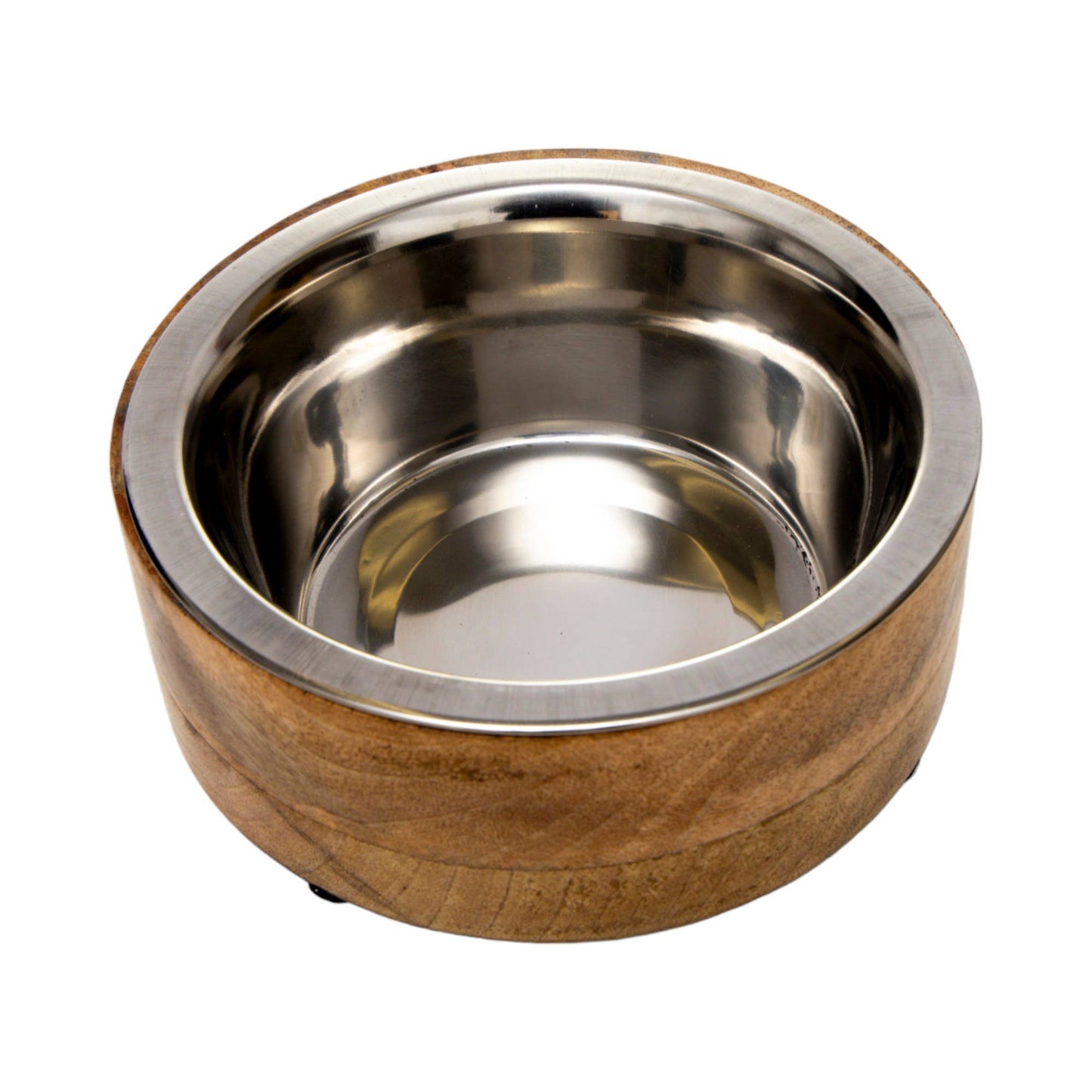 Jojo Modern Pets - Stainless Steel Dog Bowl with Cylindrical Mango Wood Holder Image