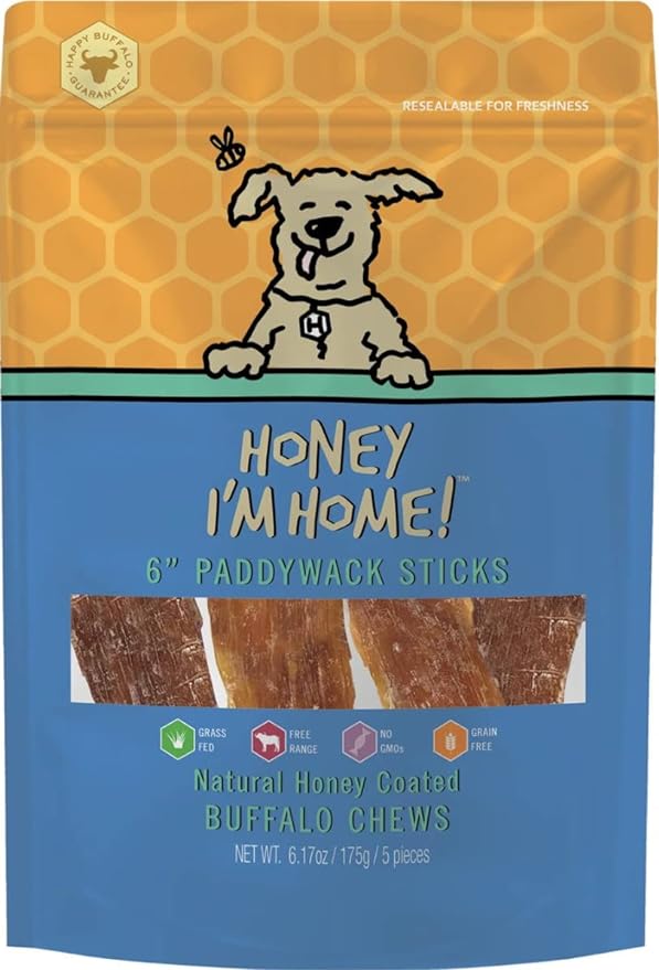 Honey I'm Home, Paddywack Buffalo Dog Chews, 6 Inches, 5 Pieces  Image