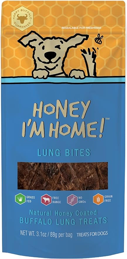 Honey I'm Home, Lung Bites Buffalo Dog Treats, 3.1 Ounces  Image