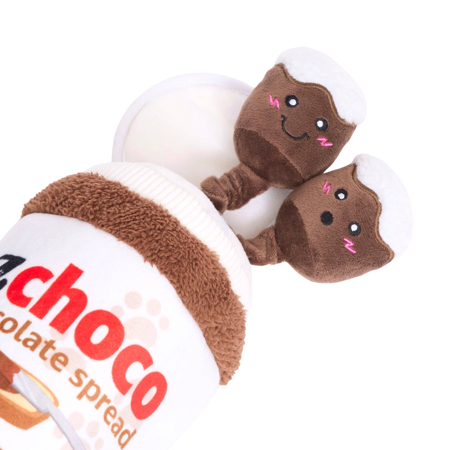 ZippyPaws Bungee Burrow Chocolate Spread Jar Plush Dog Toy Image