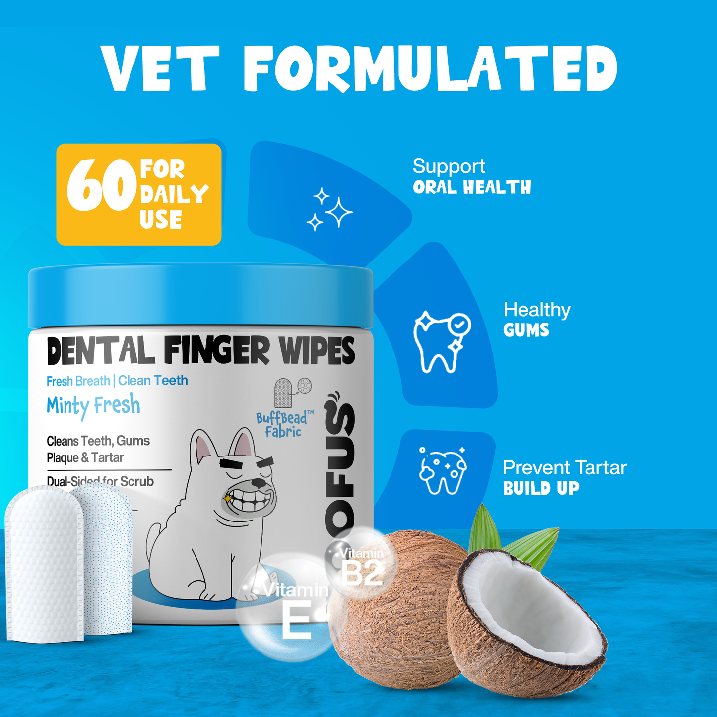 Roofus - Roofus Dental Wipes | Mint | 60ct Image