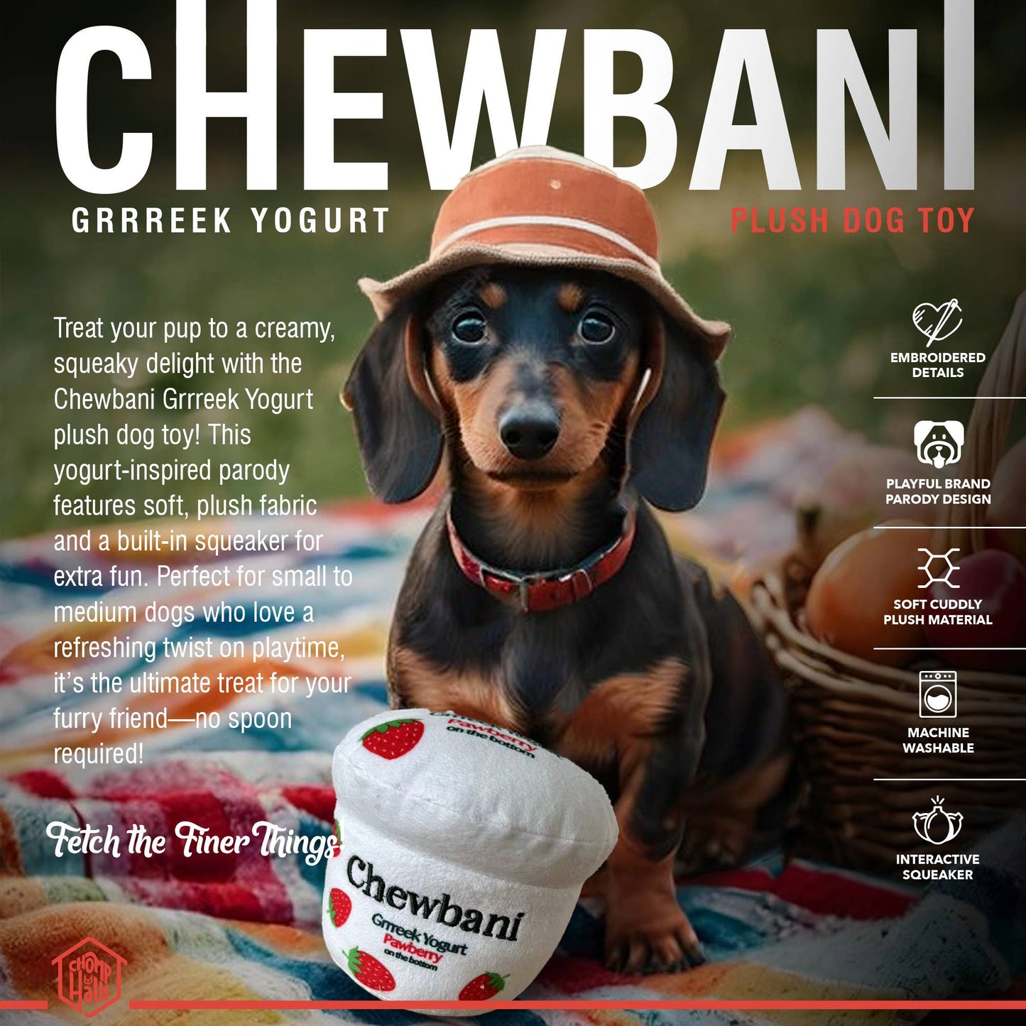 Chomp Haus - Chewbani Grrreek Yogurt – Plush Squeaky Designer Dog Toy Image