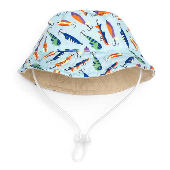 The Worthy Dog - Gone Fishin' Bucket Hat Blue Image